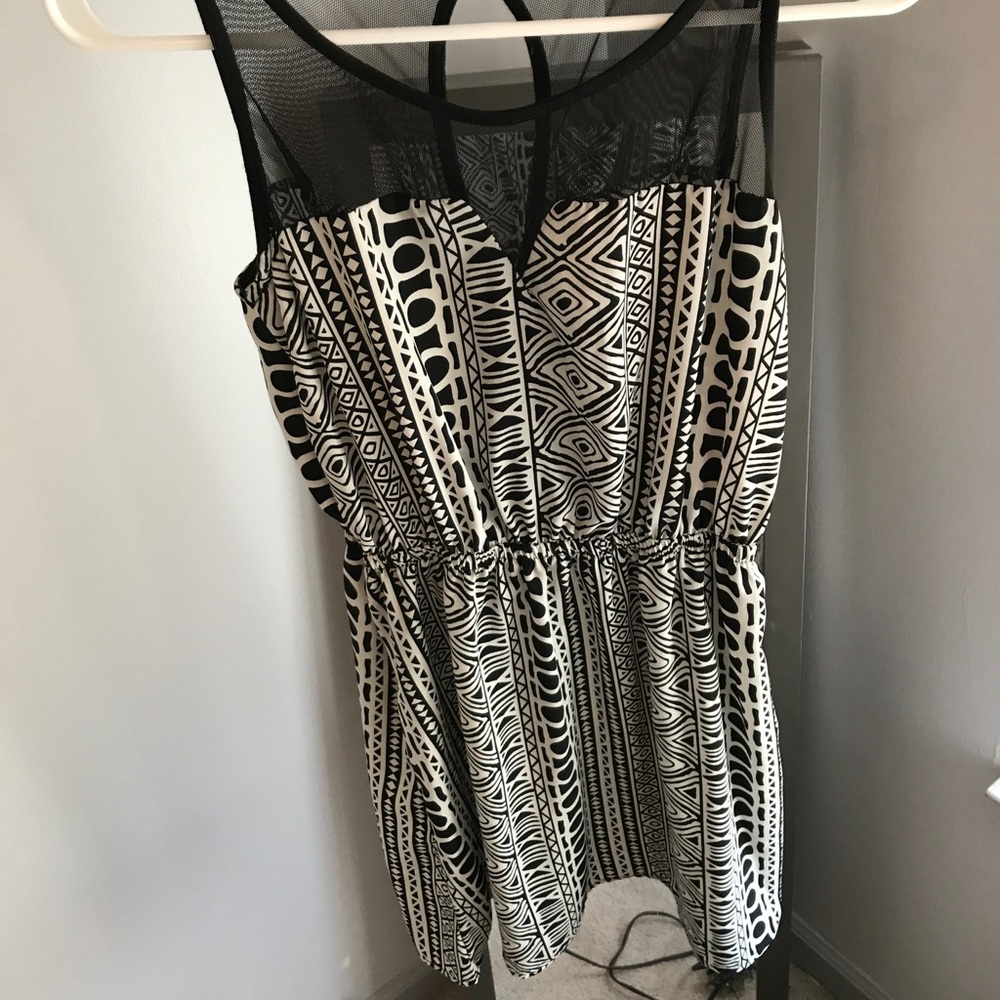 Black and white mesh dress